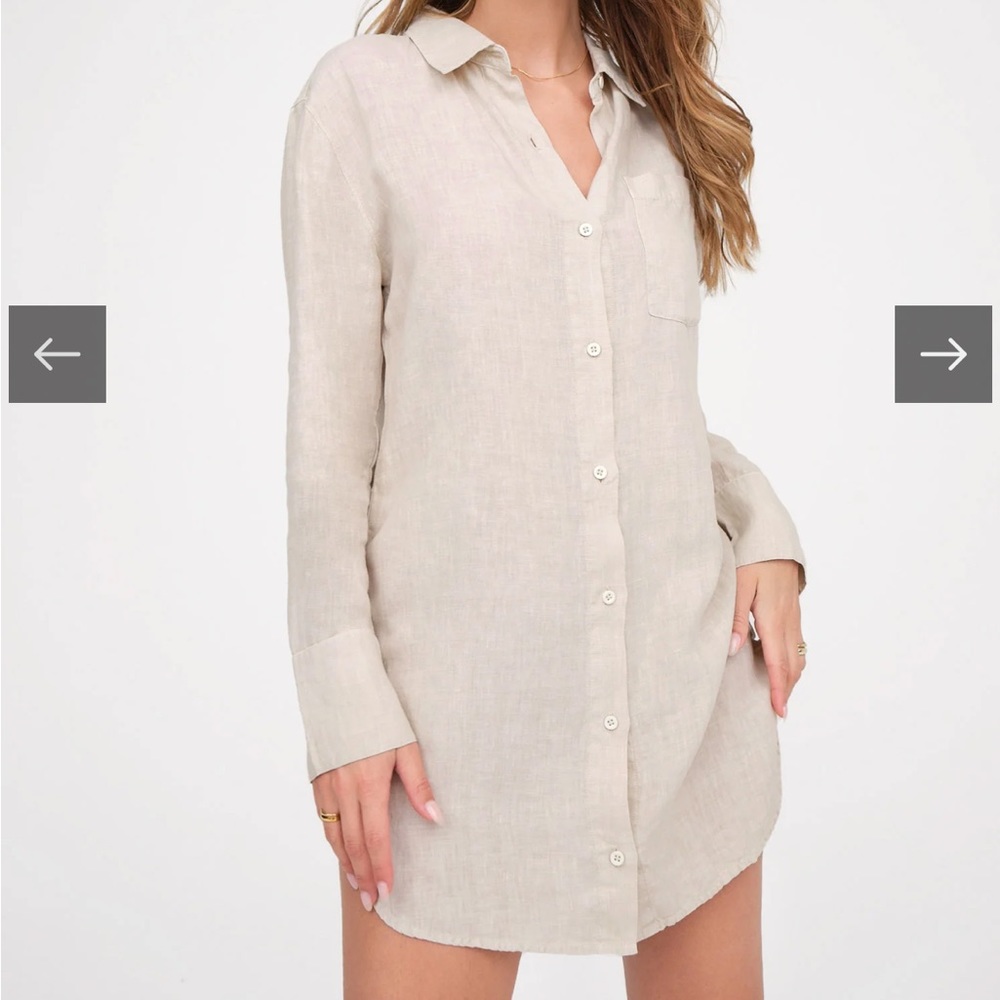 NWT Mate the label linen shirt dress in XS natural